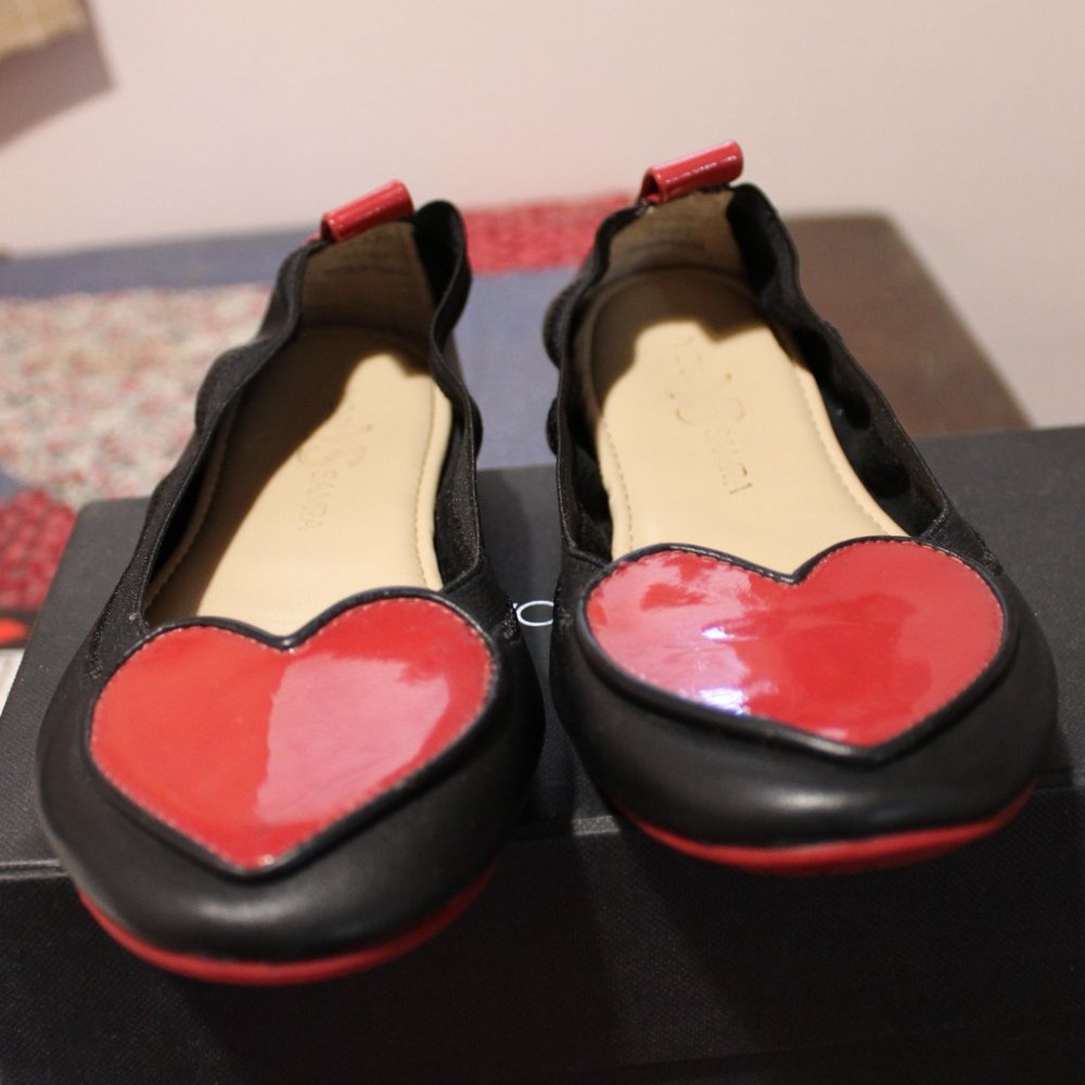 Yosi Samra Heart Ballet Flats, Girls Size 1